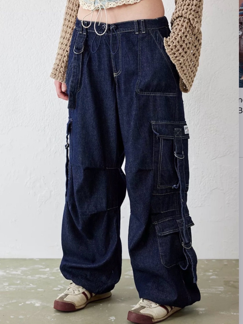 BDG Dark Blue Wide-Leg Cargo Jeans for Women - Picture 6 of 15
